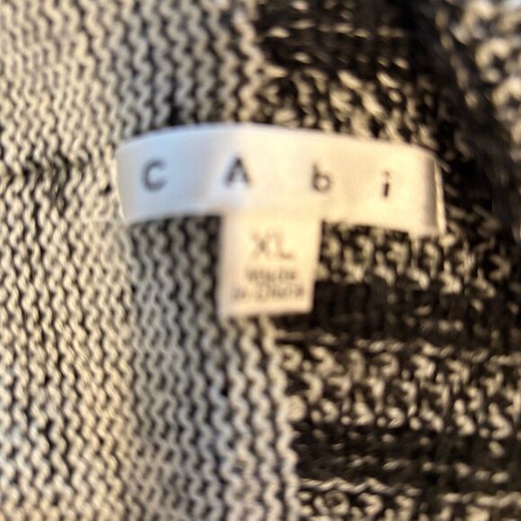 Cabi Shadow XL Patchwork Shawl Collar Chunky Knit Cardigan Sweater Black/White - Picture 14 of 15